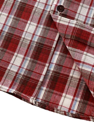 JOGAL Long Sleeve Shirts for Men Plaid Button Down Shirt Mens Casual Cotton Button Up Pocket Shirt in Kuwait