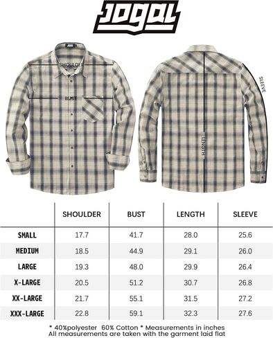 JOGAL Long Sleeve Shirts for Men Plaid Button Down Shirt Mens Casual Cotton Button Up Pocket Shirt in Kuwait