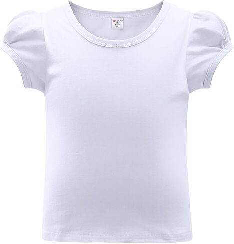 COSLAND Girls' Short Puff Sleeve Top Crew Neck Cotton T-Shirt in Saudi Arabia