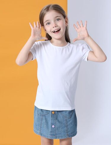 COSLAND Girls' Short Puff Sleeve Top Crew Neck Cotton T-Shirt in Saudi Arabia