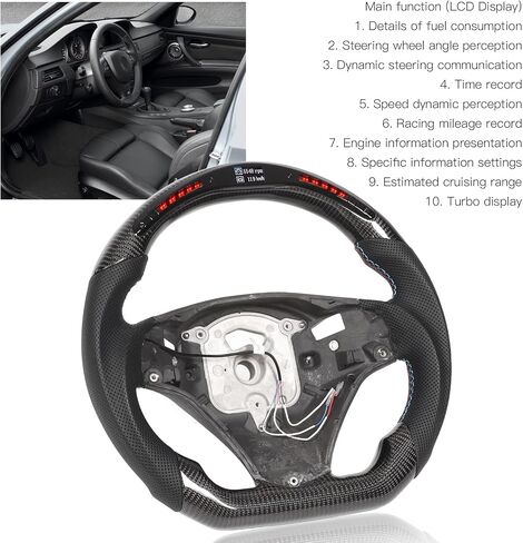 LED Steering Wheel Race Digital Display Carbon Fiber LED Display Shift Lights Steering Wheel Replacement for M3 E90 E92 E93 DCT 2007 2013 in Saudi Arabia