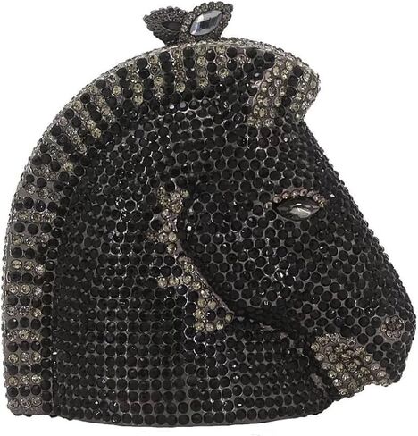 RomanticDesign Women Horse Head Evening Clutch Luxury Sparkly Rhinestone Crystal Bride Purse Party Prom Banquet Handbag in Saudi Arabia