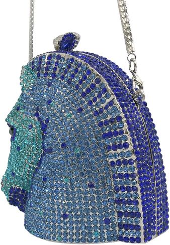 RomanticDesign Women Horse Head Evening Clutch Luxury Sparkly Rhinestone Crystal Bride Purse Party Prom Banquet Handbag in Saudi Arabia