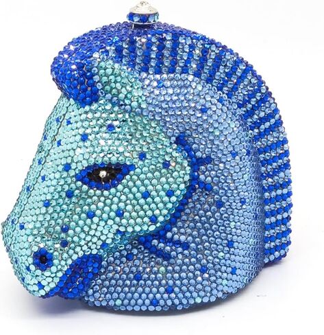 RomanticDesign Women Horse Head Evening Clutch Luxury Sparkly Rhinestone Crystal Bride Purse Party Prom Banquet Handbag in Saudi Arabia