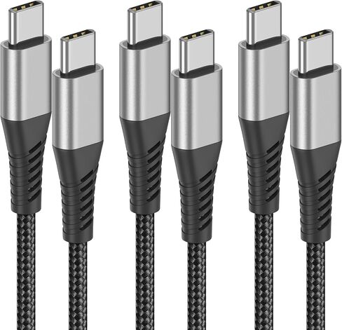 كابل USB C إلى USB C بطول 1 قدم، 3 كابلات USB C قصيرة للسيارة، سلك شحن سريع من النوع C المضفر لهاتف iPhone 15 16 Pro Max iPad MacBook Android Samsung Galaxy S23 Ultra Pixel، كابل USBC إلى USBC بطول 1 قدم in Saudi Arabia