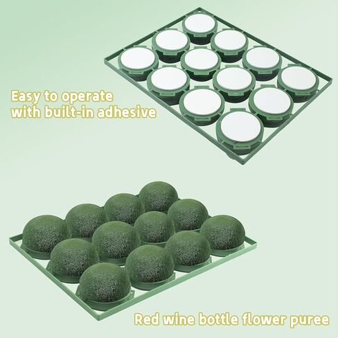 12 قطعة من حامل الإسفنج الزهري الصغير مع لفة واحدة من شريط الزهور الأبيض ورغوة الزهور المستديرة للزهور الطازجة ومستلزمات ترتيب الزهور ورغوة الزهور الخضراء لتزيين زجاجة نبيذ الزفاف in Kuwait