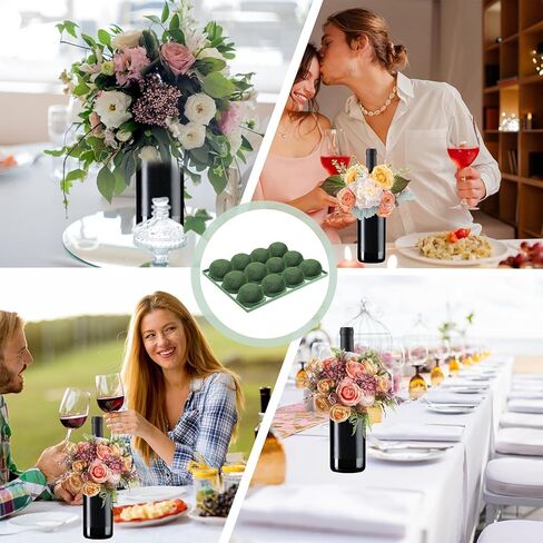 12 قطعة من حامل الإسفنج الزهري الصغير مع لفة واحدة من شريط الزهور الأبيض ورغوة الزهور المستديرة للزهور الطازجة ومستلزمات ترتيب الزهور ورغوة الزهور الخضراء لتزيين زجاجة نبيذ الزفاف in Kuwait