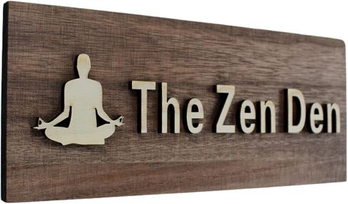 FIREFLYWEB The Zen Den علامات ديكور الغرفة للتأمل في التقدم، لافتة معلقة على الحائط، لوحة باب خشبية ملهمة لتزيين غرفة نوم استوديو اليوغا (بني) in Saudi Arabia