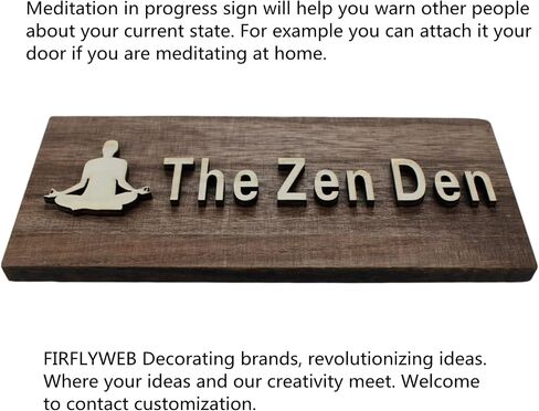 FIREFLYWEB The Zen Den علامات ديكور الغرفة للتأمل في التقدم، لافتة معلقة على الحائط، لوحة باب خشبية ملهمة لتزيين غرفة نوم استوديو اليوغا (بني) in Saudi Arabia