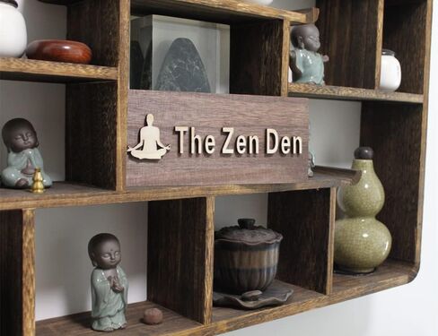 FIREFLYWEB The Zen Den علامات ديكور الغرفة للتأمل في التقدم، لافتة معلقة على الحائط، لوحة باب خشبية ملهمة لتزيين غرفة نوم استوديو اليوغا (بني) in Saudi Arabia