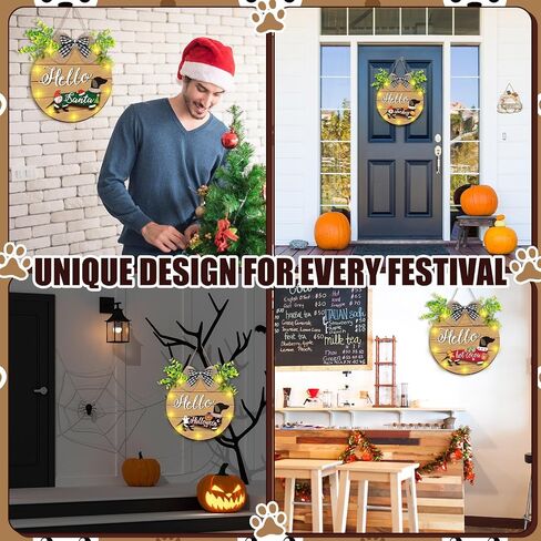 Wenqik 16 Pcs Interchangeable Dog Welcome Door Sign Dachshund Decor with Light Wooden Dachshund Door Hanger Seasonal Home Sign Decoration Hanging Welcome Sign for Autumn Christmas Front Door Porch in Saudi Arabia