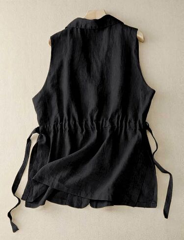 IDEALSANXUN Cotton Linen Vest for Women Sleeveless Blazers Oversized Lightweight Cardigans Spring Summer Jacket Waistcoat in Saudi Arabia