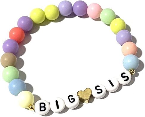 Caiyao Handmade 2pcs Colorful Big Little Sis Announcement Heart Pastel Beads Adjustable Lightweight Cute Cool Bracelet Friendship Birthday Jewelry for Women in Saudi Arabia