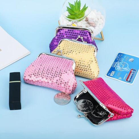 محفظة عملات معدنية صغيرة من Oyachic مكونة من 4 قطع مع مشبك Kisslock تغيير محفظة صغيرة للعملات المعدنية للنساء والفتيات مقاس 9 سم طول × 7 سم ارتفاع. in Kuwait