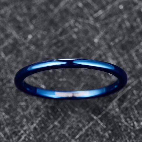 Vakki 2mm Tungsten Rings for Men Women Black/Blue/Silver/Rose Gold/Matte Silver-Blue Stackable Slim Wedding Bands Size 5-12 in Saudi Arabia