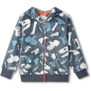 Hatley Boys' Dino Fossils Fuzzy Fleece Zip-up (Toddler/Little Big Kid)