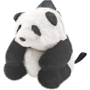 Realistic Panda Plush Mini Backpack for Women, Cute Furry Shoulder Pack, Lifelike Giant Panda Small Sling Backpack for Adults