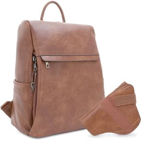 JESSIE & JAMES Sierra Concealed Carry Lock and Key Backpack Purse - Brown