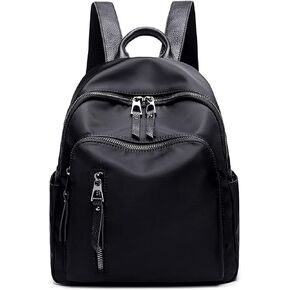 Small Backpack Purse For Women, Cute Mini Backpack Waterproof,Tiny Nylon Fashion Backpack Handbag,Casual Back Pack Black Bag (Small Black backpack