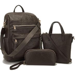 Idesort Medium Backpack Purse for Women Convertible Travel Soft Backpacks Ladies Purse set with Wallet and Crossbody Bags