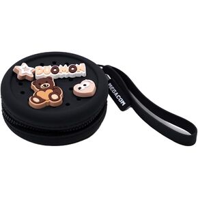 MEGACOM Silicone Hole Bag, small Pouch for Keys/Coins/Earbuds/Mini Lipstick, with Removable Charms, Airy Storage Organizer for Beach or Travel (Black)