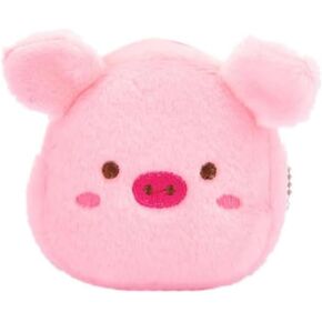 Pink Porker Cute Cartoon Avocado Coin Purse, Mini Plush Coin Pouch with Keychain, Plush Animal Chicken Pig Wallet Zipper Purse for Women Girls