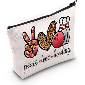 WZMPA Bowling Cosmetic Makeup Bag Bowling Lover Gifts Peace Love Bowling Ball Zipper Pouch For Women Girls (Peace Bowling BL) in Kuwait
