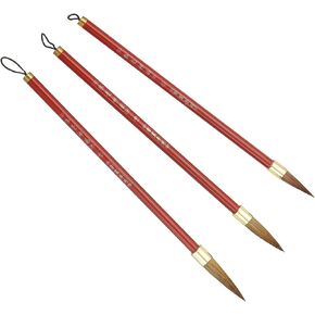 PATIKIL Calligraphy Brush, 3 Pack Watercolor Ink Painting Calligraphy Writing Brush Drawing Art Sumi-e Brush Metal Rod Handle for Beginner 3 Size Kit, Black