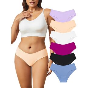 Bolivelan 6 Pack Seamless Underwear for Women No Show Invisibles Bikini Panties
