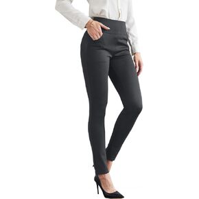 heipeiwa Women's Dress Pants Skinny High Waist Pull on Pants with Pockets Comfort Stretch Slim Fit Work Pants