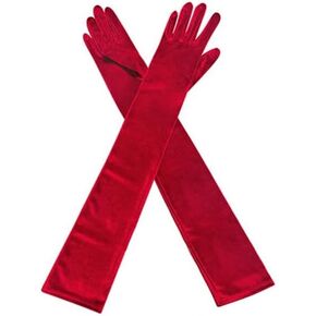 1920s Long Christmas Velvet Gloves, Red Touchable Screen Gloves for Women Costume, Evening Dress Gloves