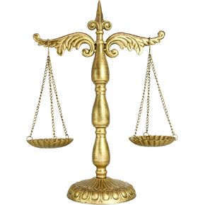 Vintage Large Metal Libra Jewelry Towers Display Cosmetic Organizer Storage, Scale Centerpiece Stand, Antique Jewelry Storage, Farmhouse Candleholder Display – Golden, 11“ W x 16.7“ H