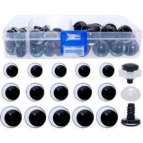 BESTCYC 1Box(120pcs)14mm/16mm/18mm 3D Plastic Safety Eyes Transparent Craft Crochet Doll Eyes with Washers for DIY Making or Repair of Amigurumi Stuffed Animal,Doll,Toy, Crochet, Supplies