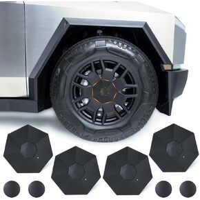 Wheel Hub caps for Tesla Cybertruck Accessories 2024, 4 Piece Full Coverage for Cybertruck Wheel Caps (Black-Diamond Cut)