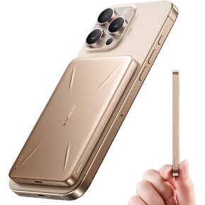 TORRAS Magnetic Portable Charger, Ultra Slim 5,000mAh Wireless Power Bank Fast Charging Battery Pack with USB-C Cable for Travel, Magsafe-Compatible Power Bank for iPhone 16 Pro Max/16 Pro/15/14/13/12