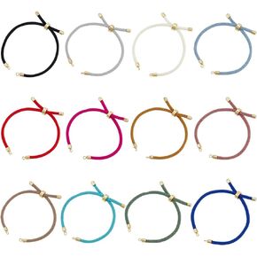 UNICRAFTALE 12Pcs 12 Colors Slider Bracelets Nylon Cord Chain Link Bracelet with Brass Findings Adjustable Bracelet Chains for Jewelry Making Findings for DIY Bracelet Making Women