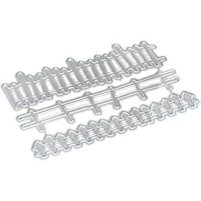 مجموعة قوالب قطع الأسوار الكرتونية المصنوعة من الصلب الكربوني الفضي، قالب استنسل قالب DIY لصنع البطاقات، مجلدات القطع، تخزين مسحوق الحرف اليدوية، شارة آلة صنع الملصقات، قطع القوالب والنقش