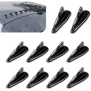 10 PCS Car Spoiler Roof Tail Wing Air Vortex Antenna, 3.15" x 1.18" x 0.79" EVO Style Diffuser Shark Fin Antenna, Self-Adhesive Mounting External Antenna Accessories, for Most Cars (Black)