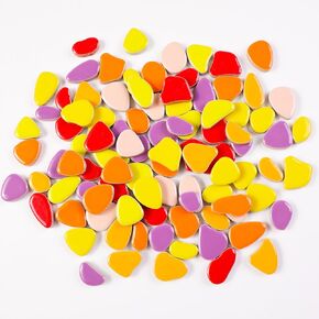 454g (1 LB) Iridesent Random Petal Ceramic Mosaic Tiles for Crafts Bulk Arts Glass Mosaic Pieces Mini Pebble Bulk Broken Ceramic Tiles for DIY Mosaic Making Art Craft (OP900i)