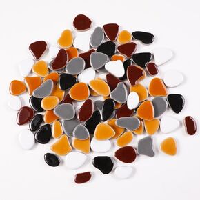 454g (1 LB) Iridesent Random Petal Ceramic Mosaic Tiles for Crafts Bulk Arts Glass Mosaic Pieces Mini Pebble Bulk Broken Ceramic Tiles for DIY Mosaic Making Art Craft (OP900i)