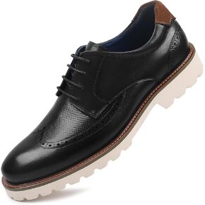 RITIZEN Men's Oxford Formal Shoes Classic Lace-up Dress Shoes Business Casual Oxford Genuine Leather Shoes
