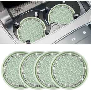 Amooca Car Cup Coaster 4 Pack Universal Non-Slip Cup Holders Insert Coasters Bling Crystal Rhinestone Car Interior Accessories Black Dots