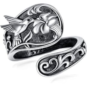 Hummingbird Ring Spoon Ring S925 Sterling Silver Jewelry Gift for Women