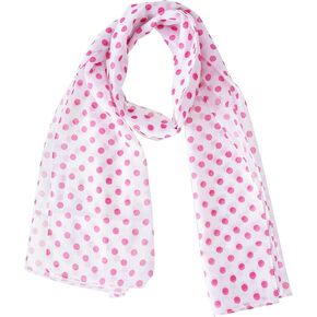 Long Polka Dot Scarf Pink and White Scarf 50s Chiffon Scarf Costumes for Women Youth Halloween Costume Accessories
