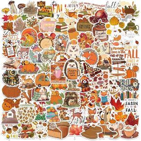 100pcs Maple Colored Autumn Sticker for Kid，Fallen Squirrel Sticker for Water Bottle ，Laptop Computer Guitar Skateboard Graffiti Decals for Kids Teens Girls Adults Gifts