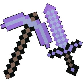 Pickaxe and Sword Toys, Sword and Pickaxe Combo Game Role-Play Accessory Sword Pick Foam Weapon Action Figure Accessory Party Gifts for Video Game Fans Kids Purple
