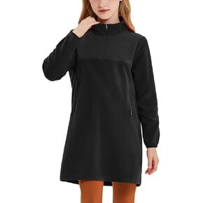BALEAF Girls Fleece Dress Thermal Pullover Long Polar Tunic Sweatshirt Quarter Zip Winter Outfits Pocket