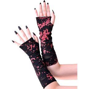 Acenail Long Ripped Gloves Punk Fingerless Gloves Black Goth Gloves Elbow Length Cosplay Gloves Halloween Gloves for Women