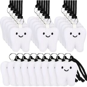 12 Set Funny Dental Gifts Tooth Plush Toy Keychains Bulk Tooth Charm Decorations Tooth Key Ring Fun Dental Assistant Staff Christmas Appreciation Gifts