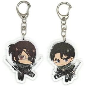 EBTY DREAMS Inc. - Set of 2 AoT Titan Shingeki no Kyojin Acrylic Keychain Levi Ackerman, Hange Zoe v3